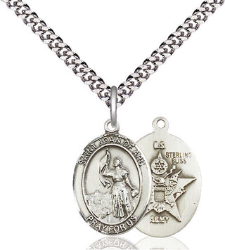 Sterling Silver Saint Joan of Arc Army Medal Religious Jewelry