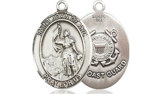 Sterling Silver Saint Joan of Arc  Coast Guard Medal Religious Jewelry