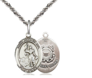 Sterling Silver Saint Joan of Arc  Coast Guard Medal Religious Jewelry