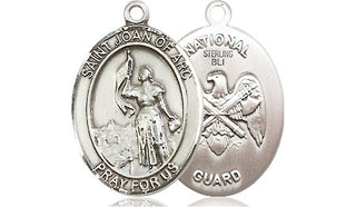 Sterling Silver Saint Joan of Arc National Guard Medal Religious Jewelry