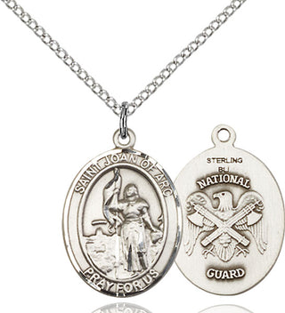 Sterling Silver Saint Joan of Arc National Guard Medal Religious Jewelry