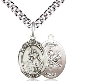 Sterling Silver Saint Joan of Arc National Guard Medal Religious Jewelry