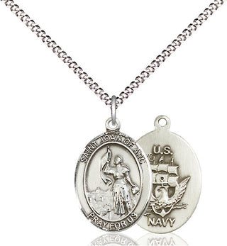 Sterling Silver Saint Joan of Arc Navy Medal Religious Jewelry
