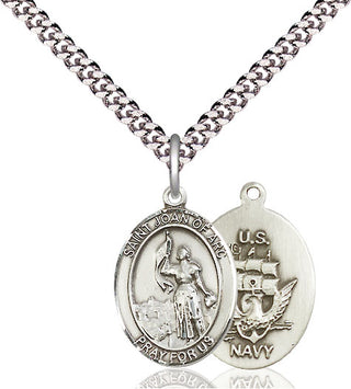 Sterling Silver Saint Joan of Arc Navy Medal Religious Jewelry