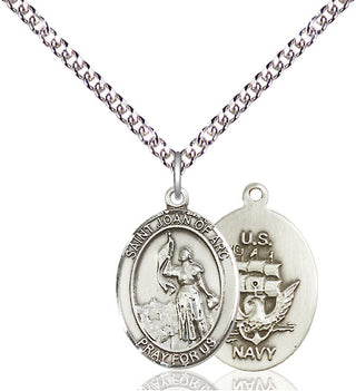 Sterling Silver Saint Joan of Arc Navy Medal Religious Jewelry