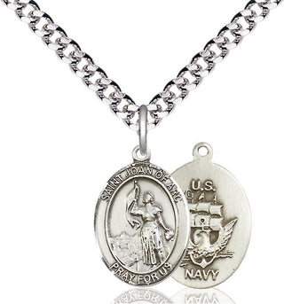Sterling Silver Saint Joan of Arc Navy Medal Religious Jewelry