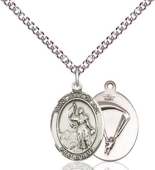 Sterling Silver Saint Joan of Arc Paratrooper Medal Religious Jewelry