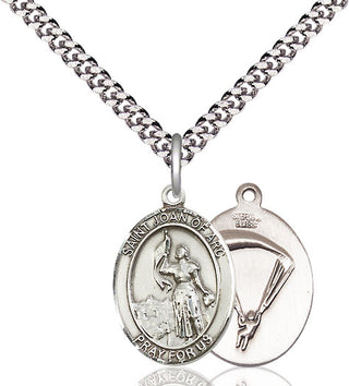 Sterling Silver Saint Joan of Arc Paratrooper Medal Religious Jewelry