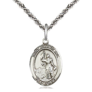 Sterling Silver Saint Joan of Arc Medal Religious Jewelry Engraved Catholic Saint Jewelry