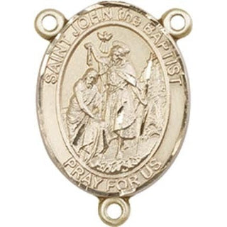 14kt Gold Saint John the Baptist Rosary Center Rosary Center Engraved Catholic Saint Jewelry