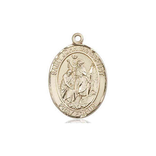 14kt Gold Saint John the Baptist Medal Engraved Catholic Saint Jewelry