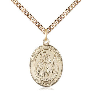 14kt Gold Saint John the Baptist Medal Engraved Catholic Saint Jewelry