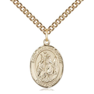 14kt Gold Saint John the Baptist Medal Engraved Catholic Saint Jewelry