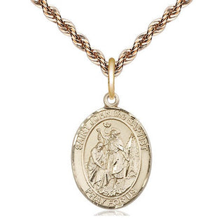 14kt Gold Saint John the Baptist Medal Engraved Catholic Saint Jewelry