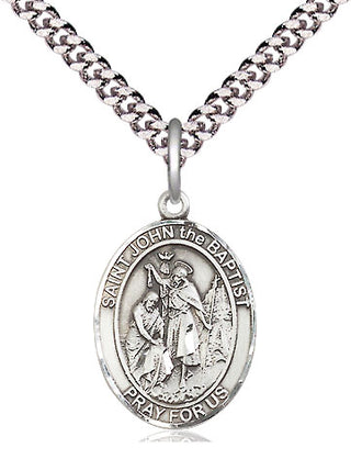 Pewter Saint John the Baptist Medal Religious Jewelry Engraved Catholic Saint Jewelry