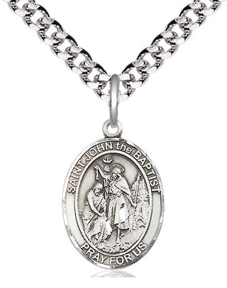 Pewter Saint John the Baptist Medal Religious Jewelry Engraved Catholic Saint Jewelry