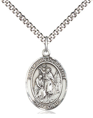 Pewter Saint John the Baptist Medal Religious Jewelry Engraved Catholic Saint Jewelry