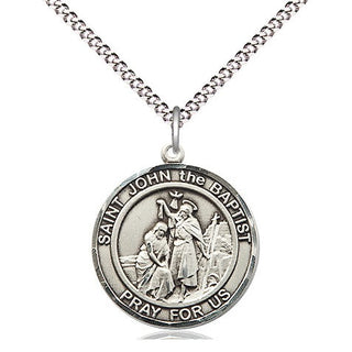 Pewter Saint John the Baptist Medal Religious Jewelry Engraved Catholic Saint Jewelry