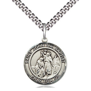 Pewter Saint John the Baptist Medal Religious Jewelry Engraved Catholic Saint Jewelry