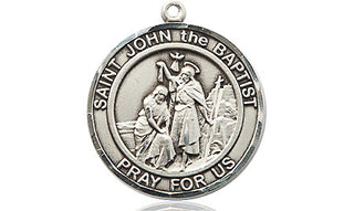 Sterling Silver Saint John the Baptist Medal Religious Jewelry Engraved Catholic Saint Jewelry