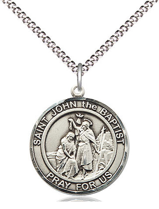 Sterling Silver Saint John the Baptist Medal Religious Jewelry Engraved Catholic Saint Jewelry
