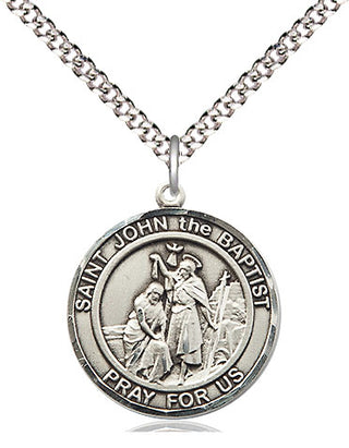 Sterling Silver Saint John the Baptist Medal Religious Jewelry Engraved Catholic Saint Jewelry