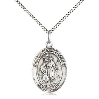 Sterling Silver Saint John the Baptist Medal Religious Jewelry Engraved Catholic Saint Jewelry