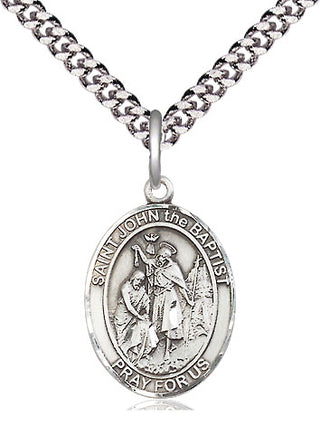 Sterling Silver Saint John the Baptist Medal Religious Jewelry Engraved Catholic Saint Jewelry