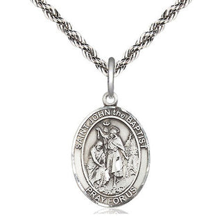 Sterling Silver Saint John the Baptist Medal Religious Jewelry Engraved Catholic Saint Jewelry