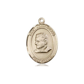 14kt Gold Saint John Bosco Medal Engraved Catholic Saint Jewelry