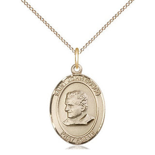 14kt Gold Saint John Bosco Medal Engraved Catholic Saint Jewelry