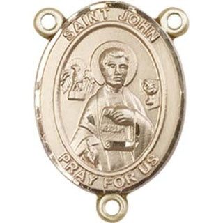 14kt Gold Saint John the Apostle Rosary Center Rosary Center Engraved Catholic Saint Jewelry