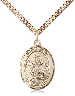 14kt Gold Filled Saint John the Apostle Medal Religious Jewelry Engraved Catholic Saint Jewelry