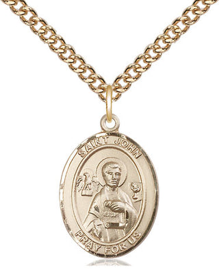 14kt Gold Filled Saint John the Apostle Medal Religious Jewelry Engraved Catholic Saint Jewelry