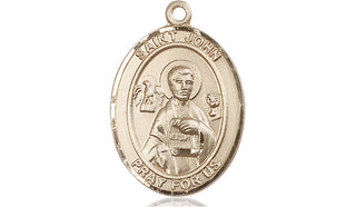 14kt Gold Saint John the Apostle Medal Engraved Catholic Saint Jewelry