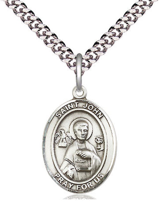 Pewter Saint John the Apostle Medal Religious Jewelry Engraved Catholic Saint Jewelry