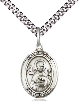 Pewter Saint John the Apostle Medal Religious Jewelry Engraved Catholic Saint Jewelry