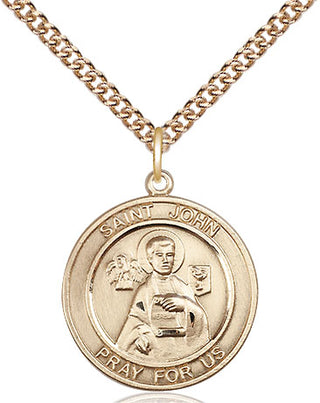 14kt Gold Filled Saint John the Apostle Medal Religious Jewelry Engraved Catholic Saint Jewelry