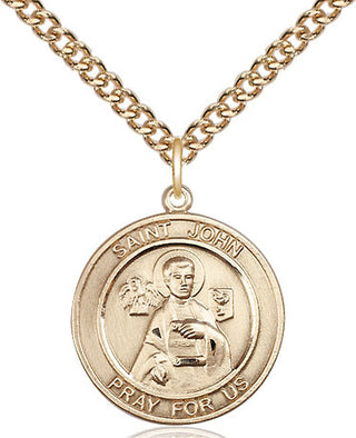 14kt Gold Filled Saint John the Apostle Medal Religious Jewelry Engraved Catholic Saint Jewelry