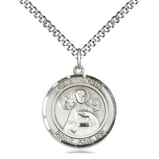 Pewter Saint John the Apostle Medal Religious Jewelry Engraved Catholic Saint Jewelry