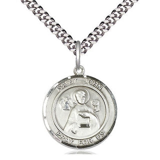 Pewter Saint John the Apostle Medal Religious Jewelry Engraved Catholic Saint Jewelry