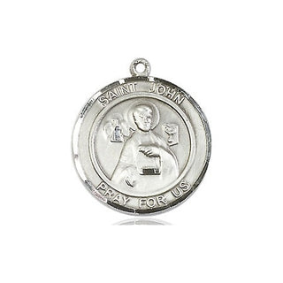 Sterling Silver Saint John the Apostle Medal Religious Jewelry Engraved Catholic Saint Jewelry
