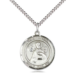 Sterling Silver Saint John the Apostle Medal Religious Jewelry Engraved Catholic Saint Jewelry