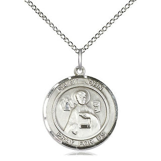 Sterling Silver Saint John the Apostle Medal Religious Jewelry Engraved Catholic Saint Jewelry