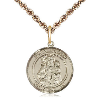 14kt Gold Filled Saint Joseph Medal Religious Jewelry Engraved Catholic Saint Jewelry