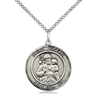 Sterling Silver Saint Joseph Medal Religious Jewelry Engraved Catholic Saint Jewelry