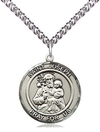 Sterling Silver Saint Joseph Medal Religious Jewelry Engraved Catholic Saint Jewelry