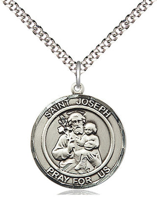 Sterling Silver Saint Joseph Medal Religious Jewelry Engraved Catholic Saint Jewelry