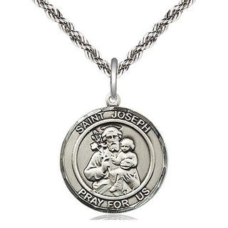 Sterling Silver Saint Joseph Medal Religious Jewelry Engraved Catholic Saint Jewelry