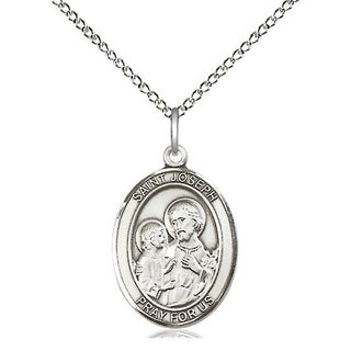 Sterling Silver Saint Joseph Medal Religious Jewelry Engraved Catholic Saint Jewelry